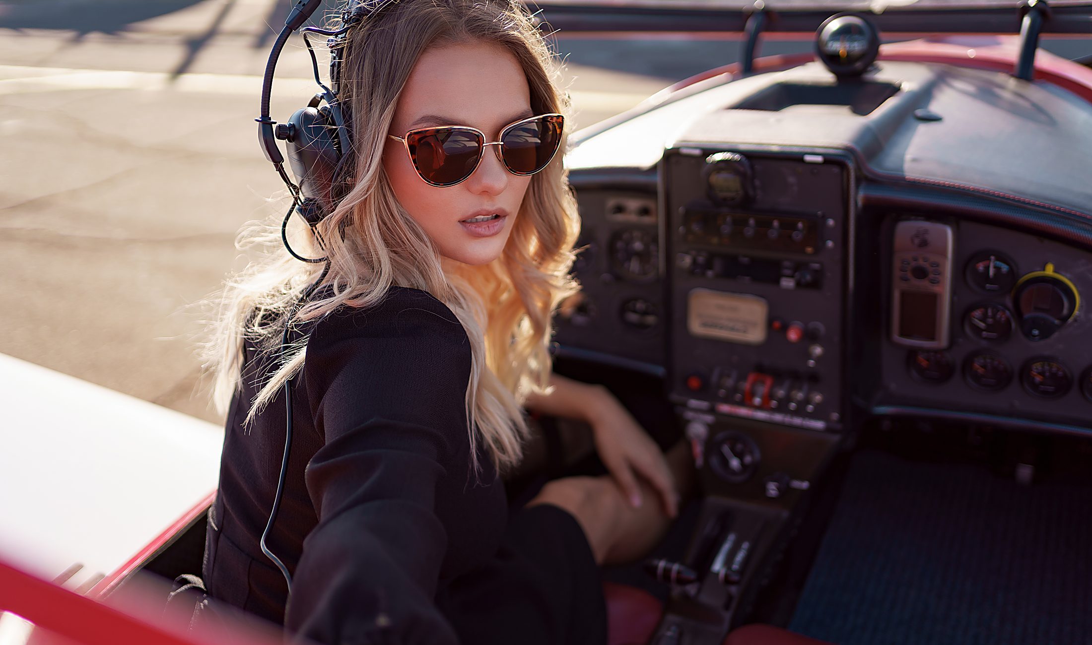 Pilot in the cockpit