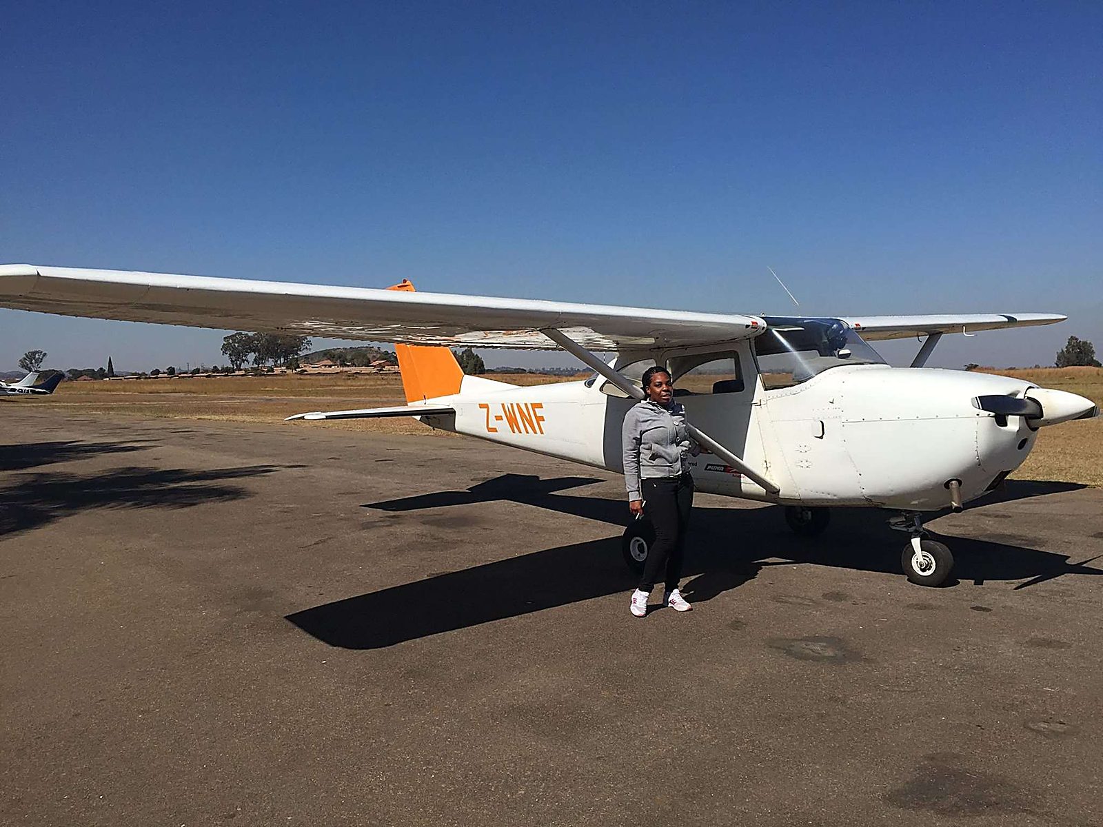 Student pilot with a Cessna at Charles Prince Airport